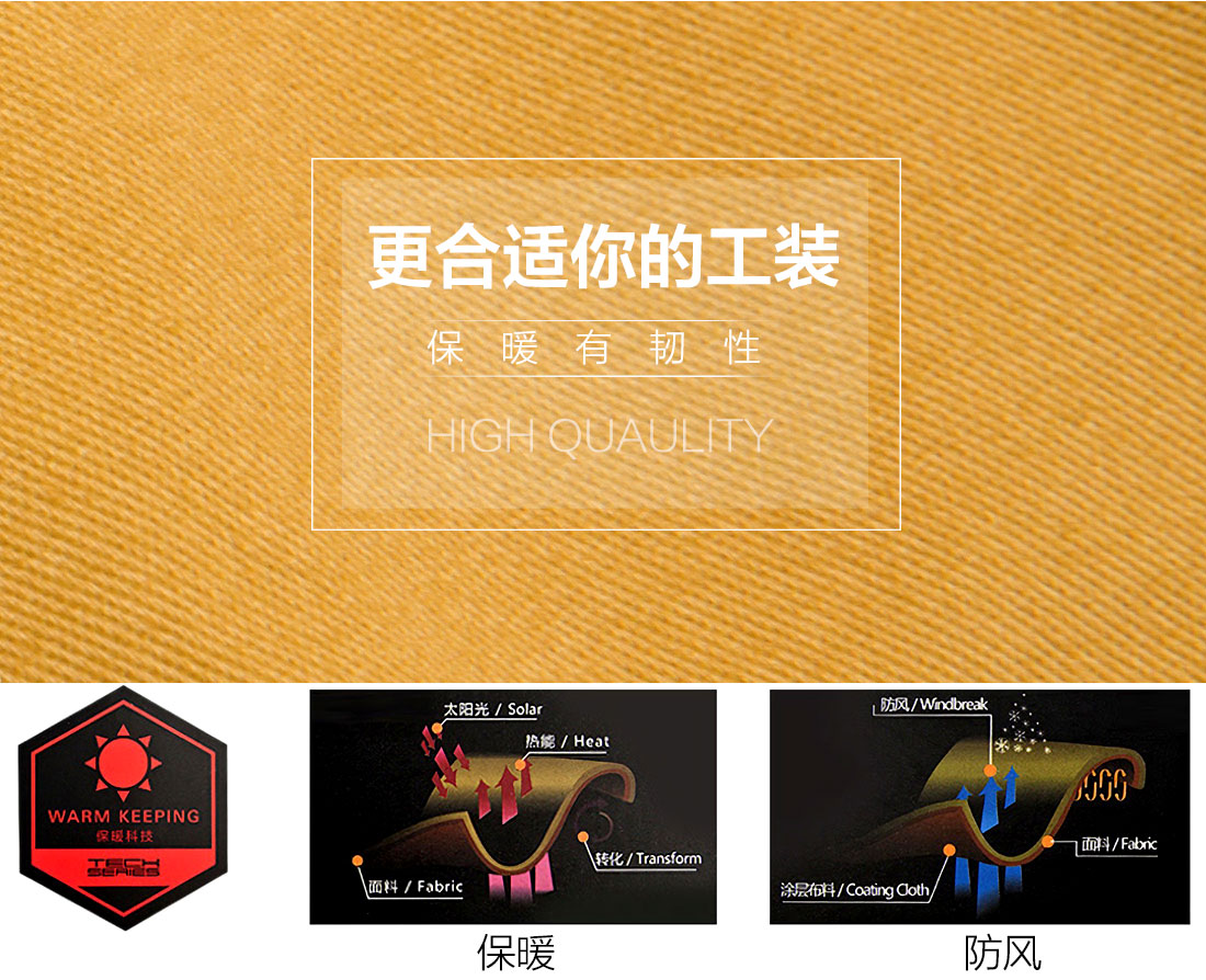 冬季工作服面料耐磨，舒適，透氣